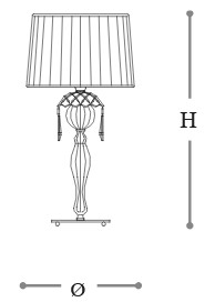 Dimensions of the Vogue Opera Italamp Table Lamp